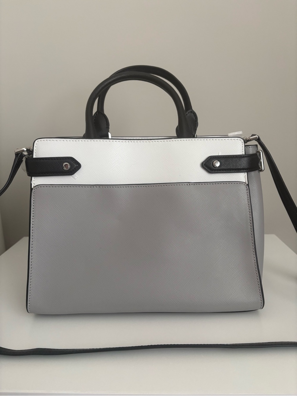 kate spade New York Gray, White & Black Leather Satchel - Picture 4 of 7